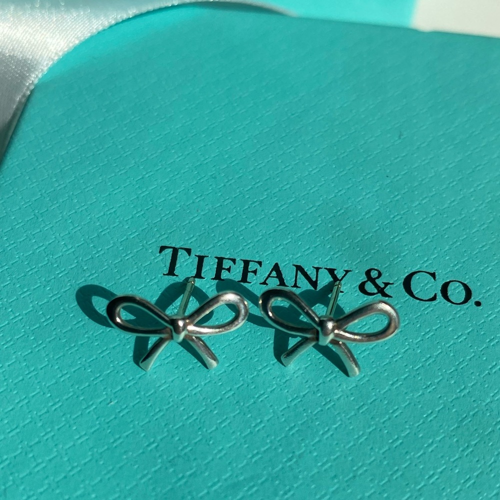 Tiffany & Co. Authentic Sterling Silver Bow Stud Earrings 925 No Backs